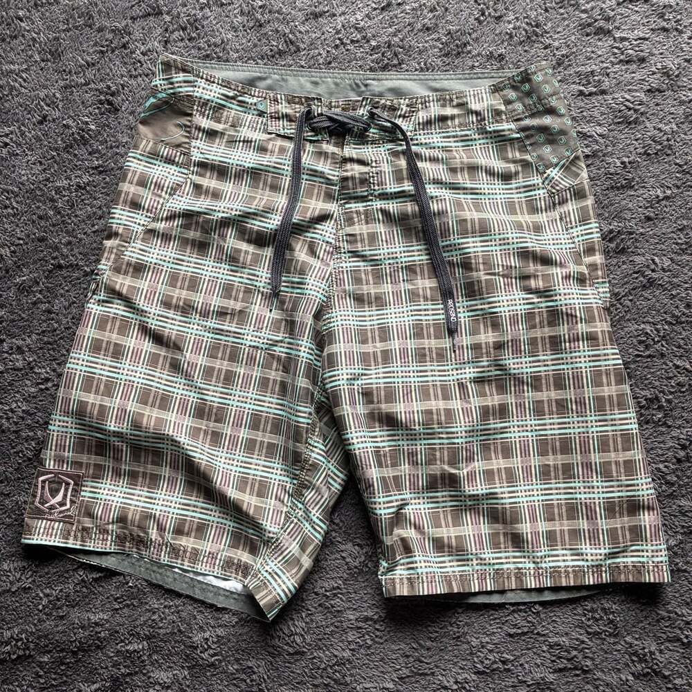 Y2K Redsand Men's Plaid Board Shorts Size 36